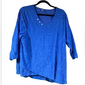 LuluB Cobalt Blue Textured Asymmetrical Top